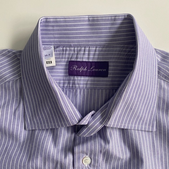 Ralph Lauren Purple Label Shirt Mens 16.5 Large Striped Dress Button Up Classic - Picture 3 of 10